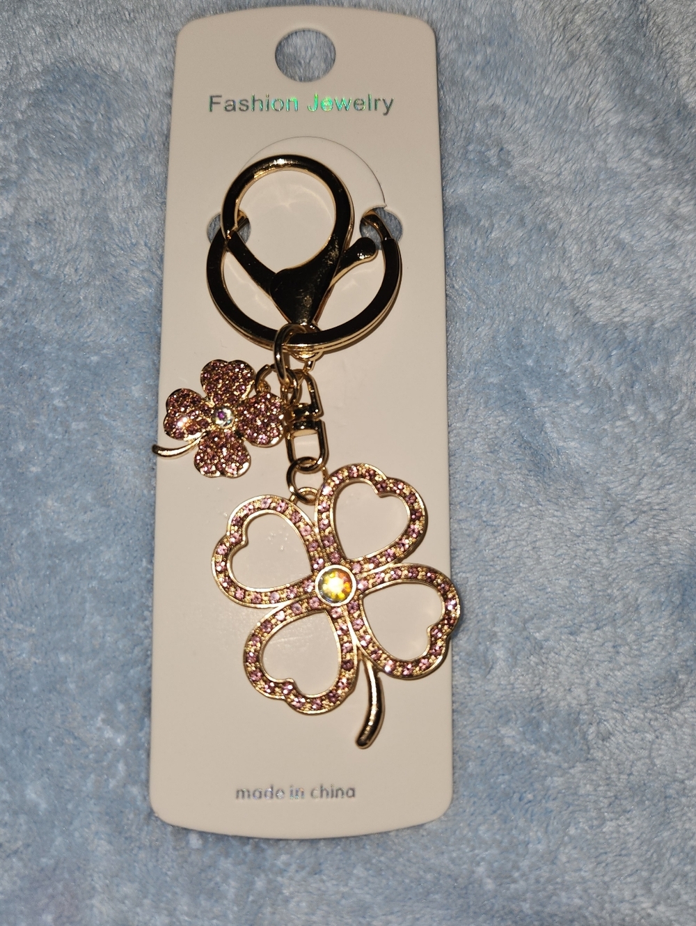 Glittering Crystal Four Leaf Clover Bag Charm / Keychain